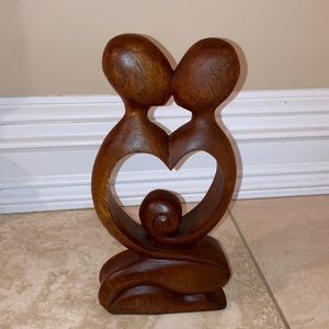 Love Midcentury Teak Wood Piece Figurine